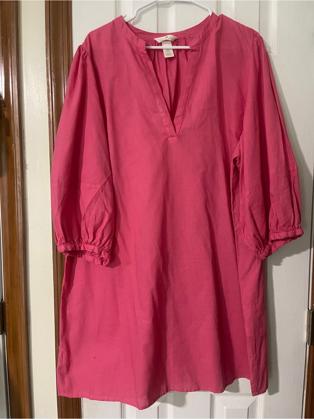 H&M Bright Pink V-Neck Mini Dress